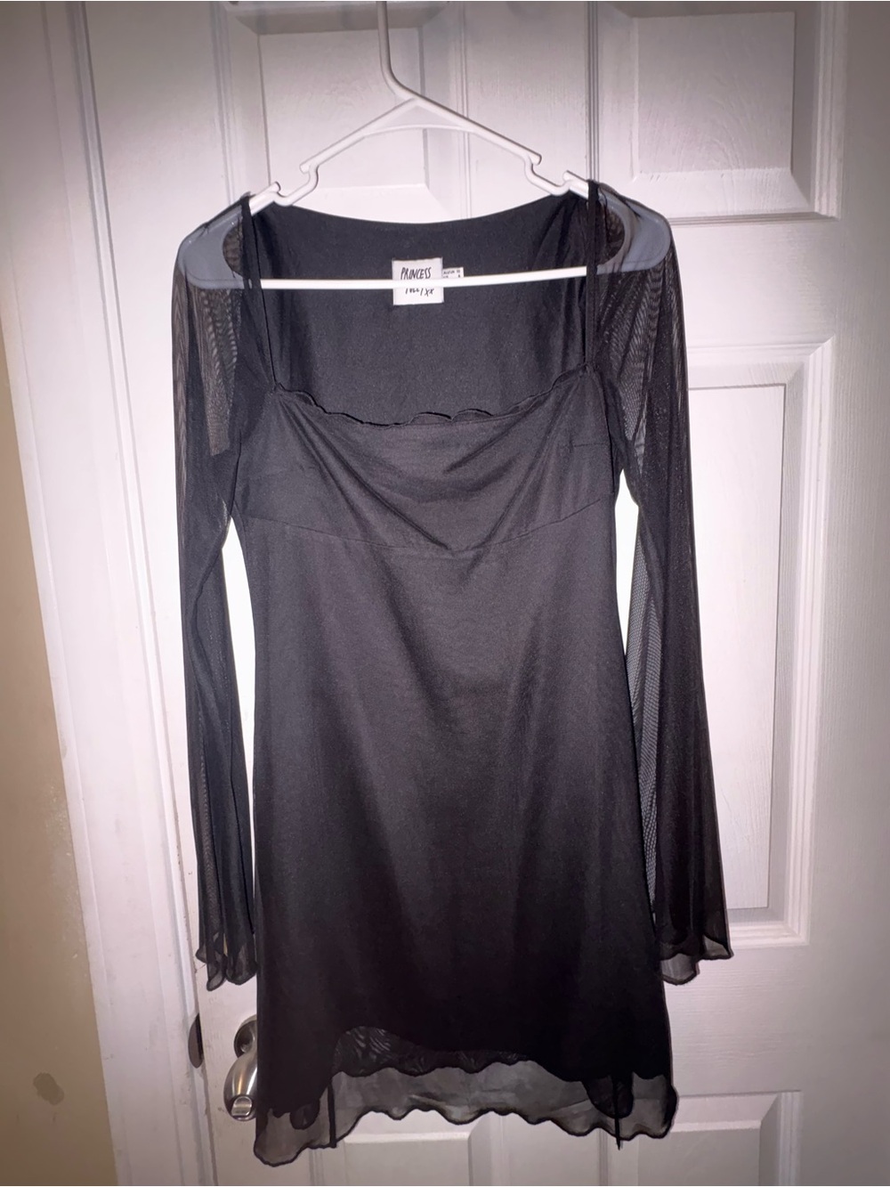 Princess Polly Black Mesh Long Sleeve Mini Dress